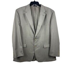 Chaps Light Tan Two Button Long Sleeve Pocketed Blazer Sports Coat 48L